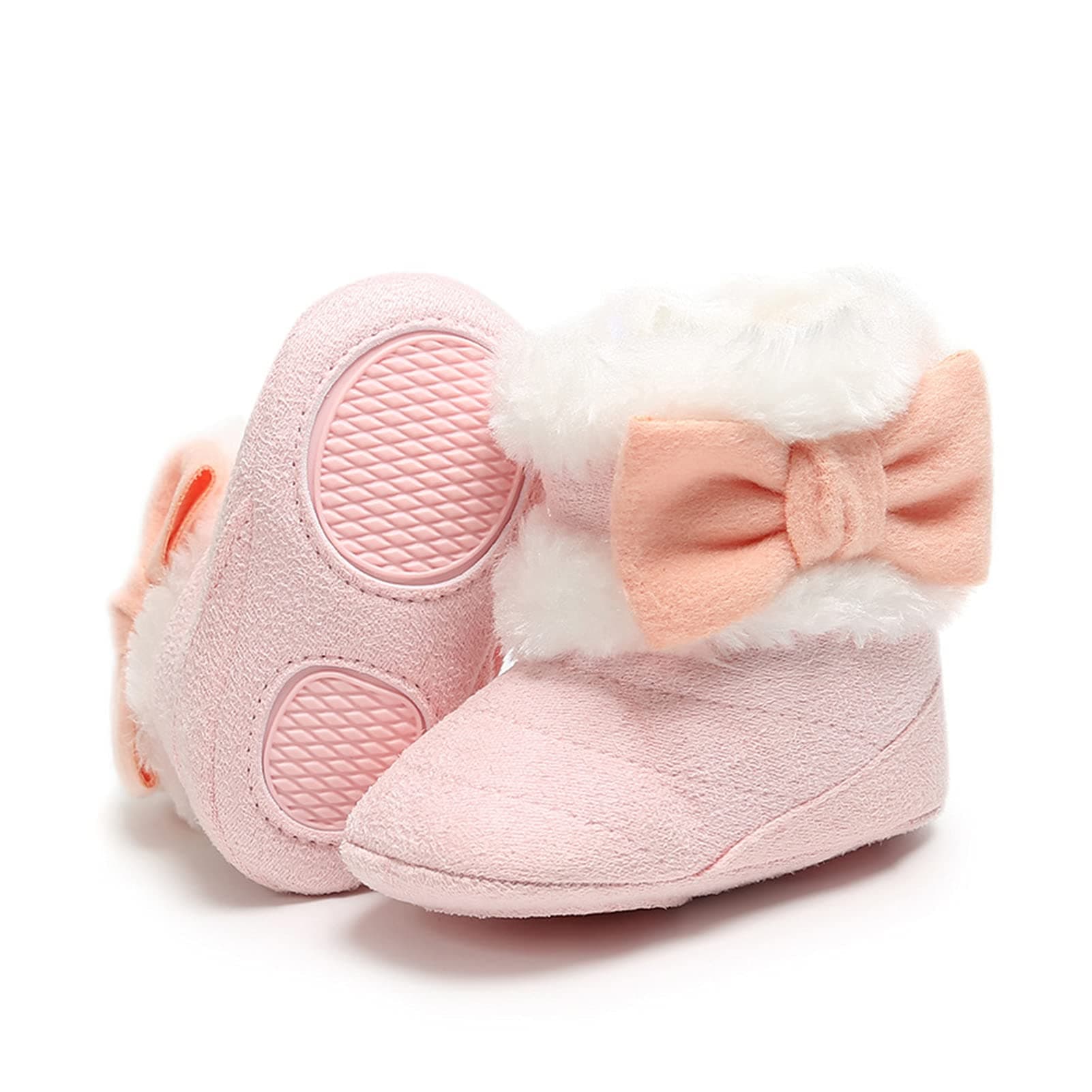 👶🏼👢 RVROVIC Baby Jungen Mädchen Plüsch Winter Schneestiefel Bowknot Anti Rutsch Warmes Fleece Kleinkind Stiefel Kleinkind Vorläufer 0-6 Monate 1 Rosa