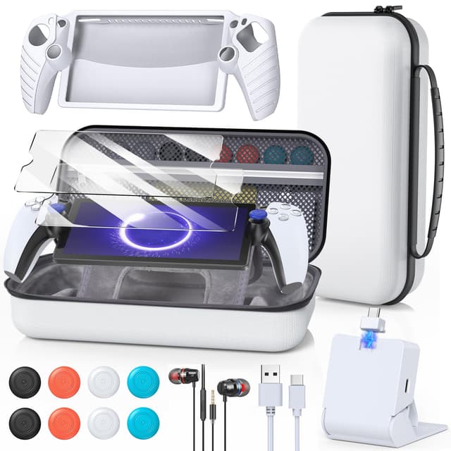 🎮 FYOUNG 14-in-1 Zubehör-Kit für Playstation Portal: Taschen Bundle und magnetische Ladestation für PS5 Portal 🎮