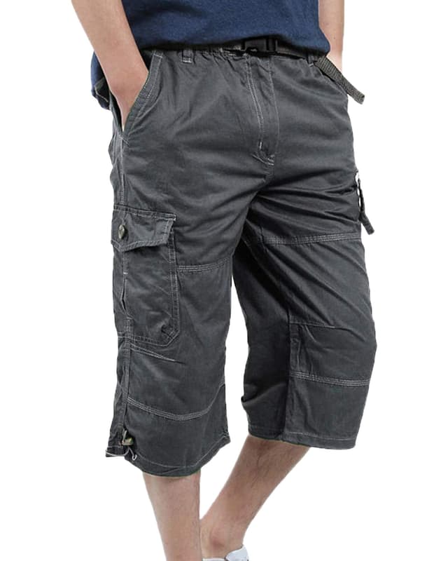 👖 YAOBAOLE Männer Shorts Kurz Hose Herren Cargo Taschen Stoffhose 3/4 Lang Trekkinghose Militär Shorts Strandhose Ausflug Reisen XXL Dunkelgrau