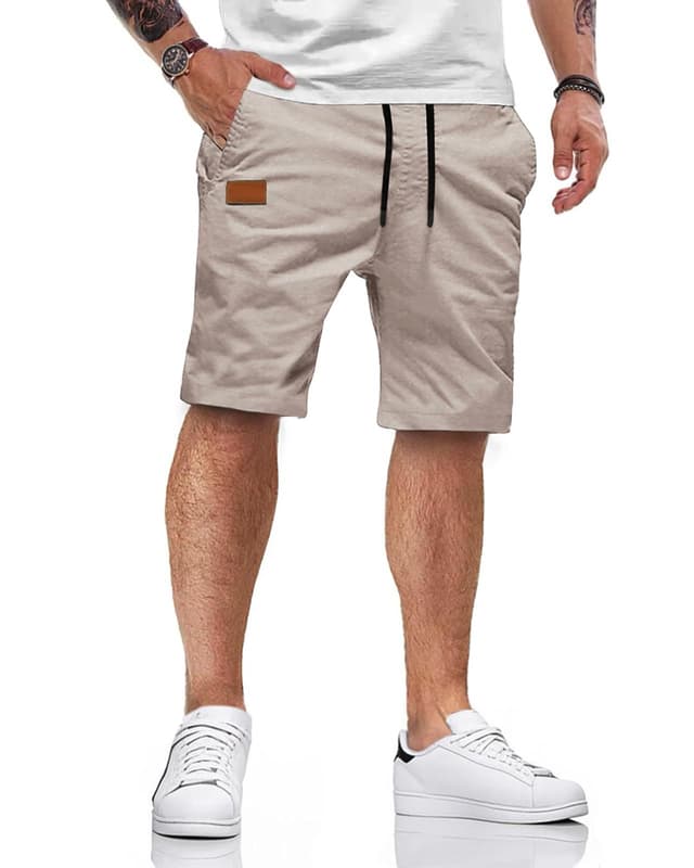 HMIYA Kurze Hosen Herren Baumwolle Chino Shorts Sommer Freizeitshorts M Beige 🌞👖