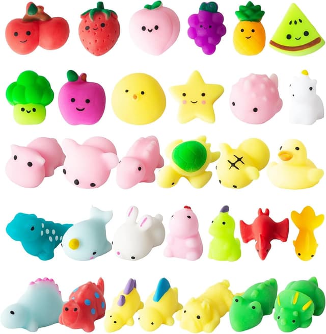 32 Stück Mini Mochi Squishy Set 🦖🦕🍍🍒🍓