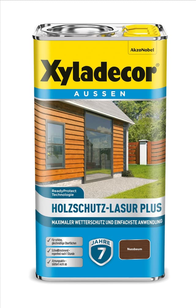 🌿🎨 Holzschutz-Lasur Plus, Nussbaum, 4L 4l (1er Pack) Nussbaum - Nur 39.86€