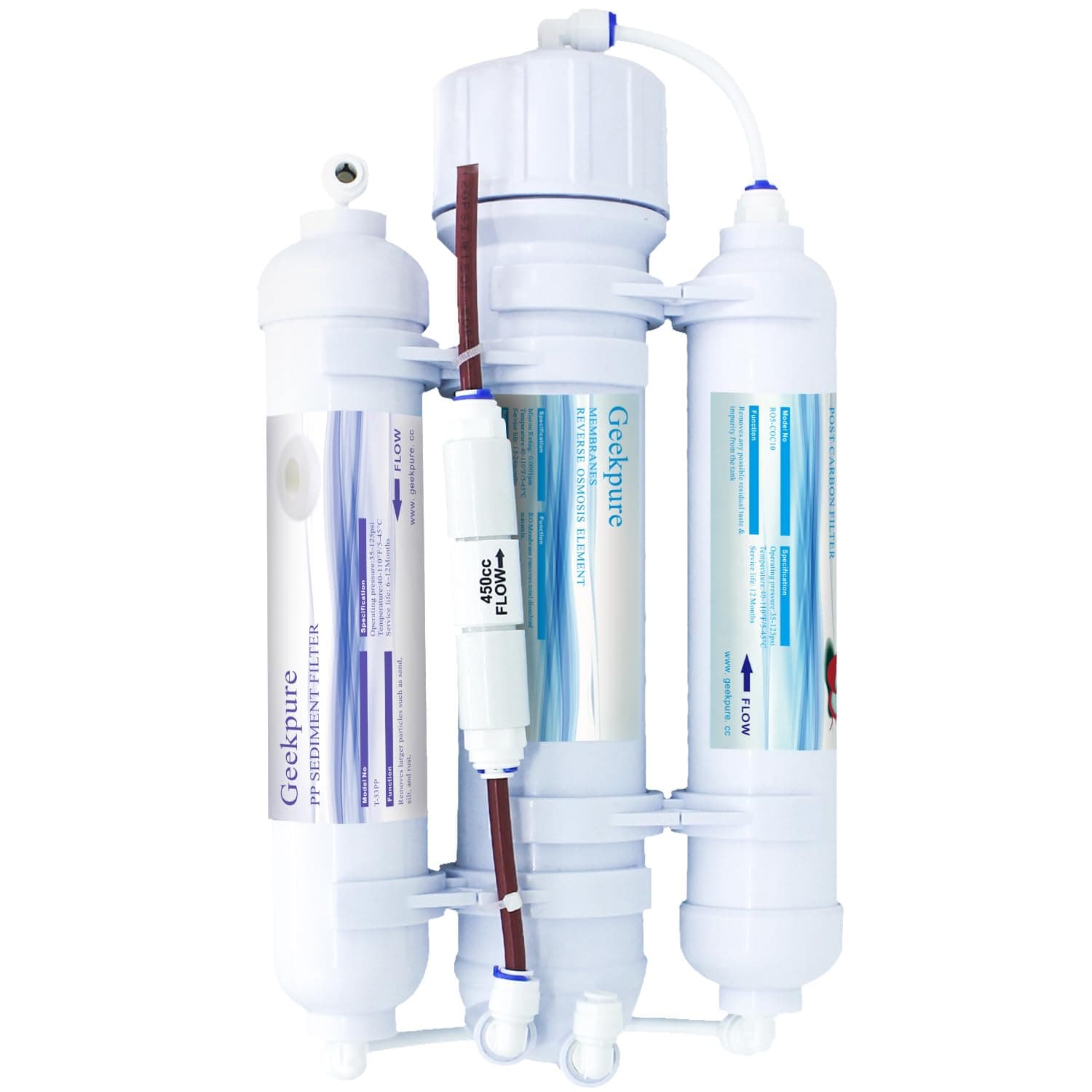 🐠🌊 Geekpure 3-Stufiges Tragbares Aquarium Arbeitsplatten Umkehrosmose Wasserfiltersystem-100GPD