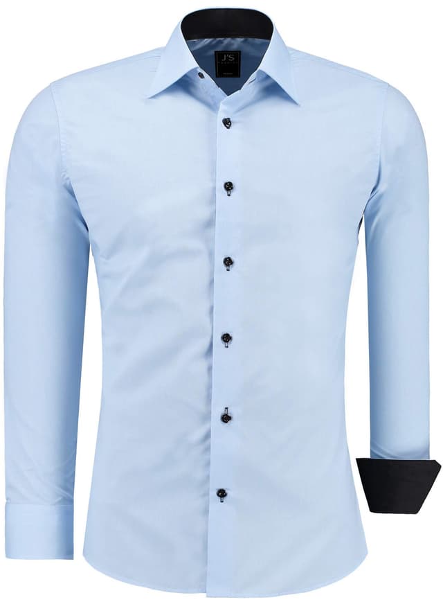 J'S FASHION Herren Hemd - Slim-Fit - Langarm-Hemd Freizeithemd XL Hellblau 🌟👔