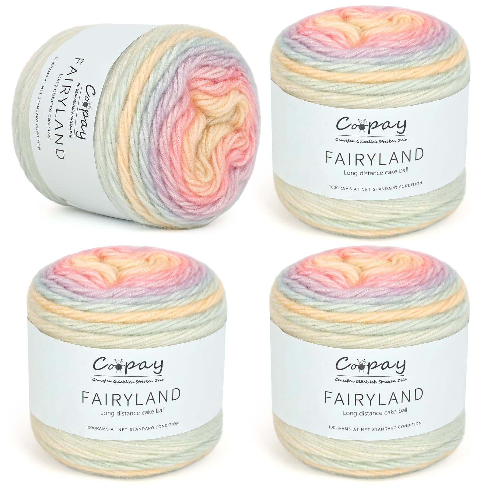 Coopay Farbverlaufsgarn, 400g (4x100g) Wolle zum Häkeln 🧶🌈