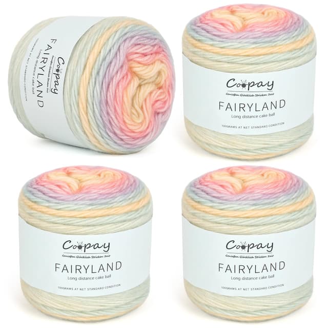 Coopay Farbverlaufsgarn, 400g (4x100g) Wolle zum Häkeln 🧶🌈
