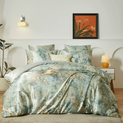 YASMENG Satin Bettwäsche 135x200 4teilig Bunt Blumen Floral Motive Satin Bettwäsche Glänzend Deluxe Bettbezug Set Weich Kuschelig Seidig Seide Bettwäsche