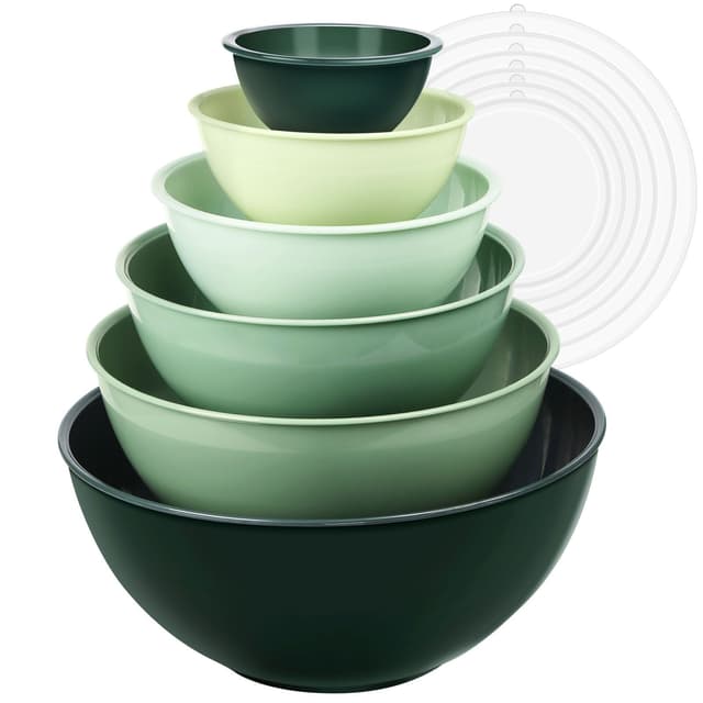 🥗 Greentainer Salatschüssel Set mit Deckel, 12-teilig aus Kunststoff 🥣