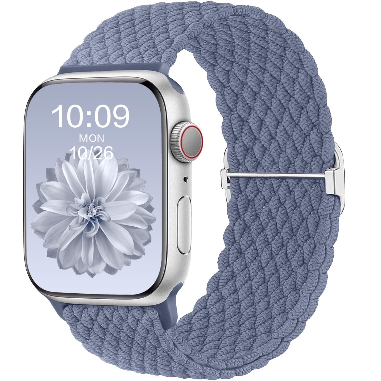 CeMiKa Geflochtenes Armband für Apple Watch | Stoff Elastisches Solo Loop Nylon Armband | BlauGrau 38/40/41/42mm
