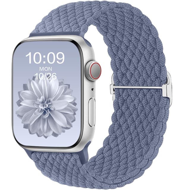 CeMiKa Geflochtenes Armband für Apple Watch | Stoff Elastisches Solo Loop Nylon Armband | BlauGrau 38/40/41/42mm