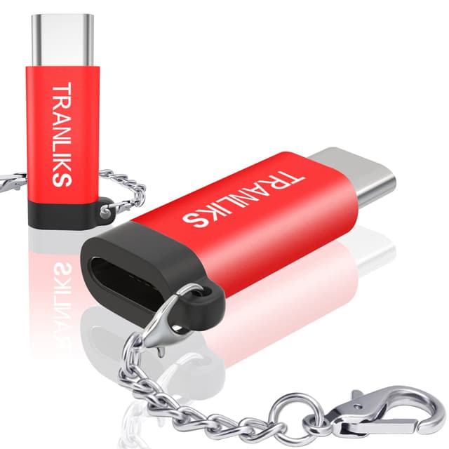 TRANLIKS Adapter Light-ning USB C, Adapter Light-ning Female auf USB C Male - Rot, 2 Stücke Schlüsselschnalle Rot 📱🎧🔋