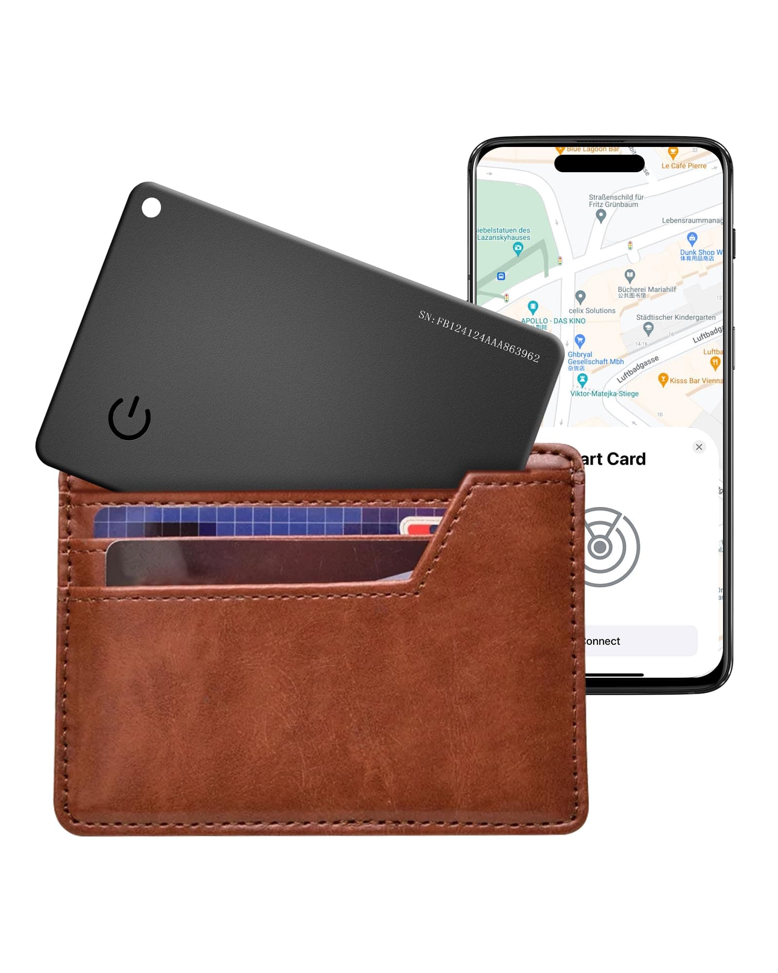 🔍🔐📱 RUIZHI Wallet Tracker Karte kompatibel mit Find My App - Slim Air Smart Tag Card - IP67 - Mini Portemonnaie Tracking