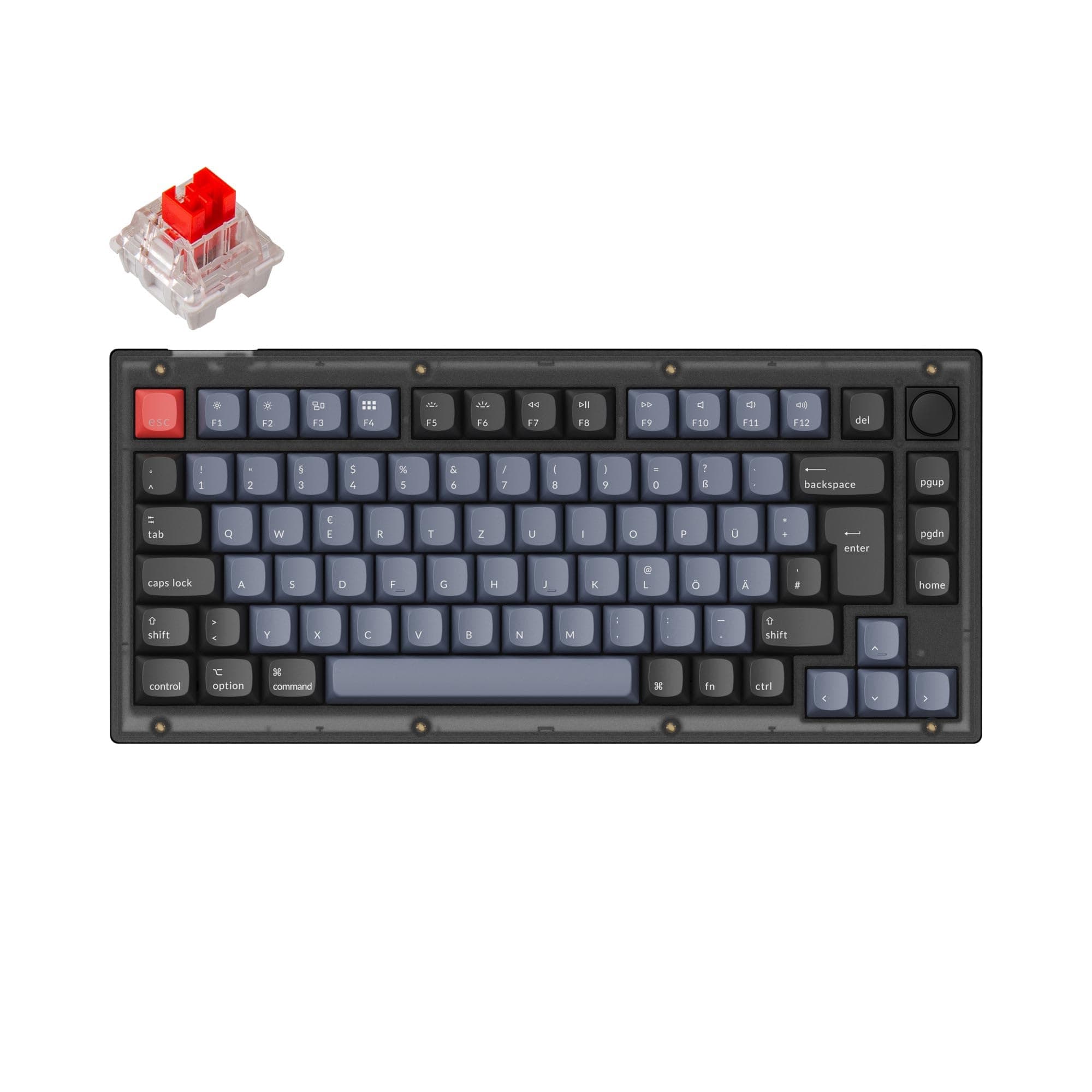 Keychron V1 Kabelgebundene Custom Mechanische Tastatur mit Drehregler 🌟 75% DE-ISO Layout, QMK/VIA programmierbar, Hot-Swap-fähige RGB 🌈