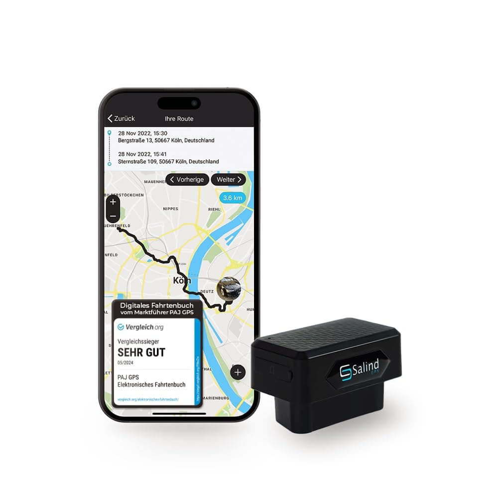 Salind GPS - Elektronisches Fahrtenbuch GPS Tracker für Autos, LKWs und Lieferwagen 🚗🚛🚐