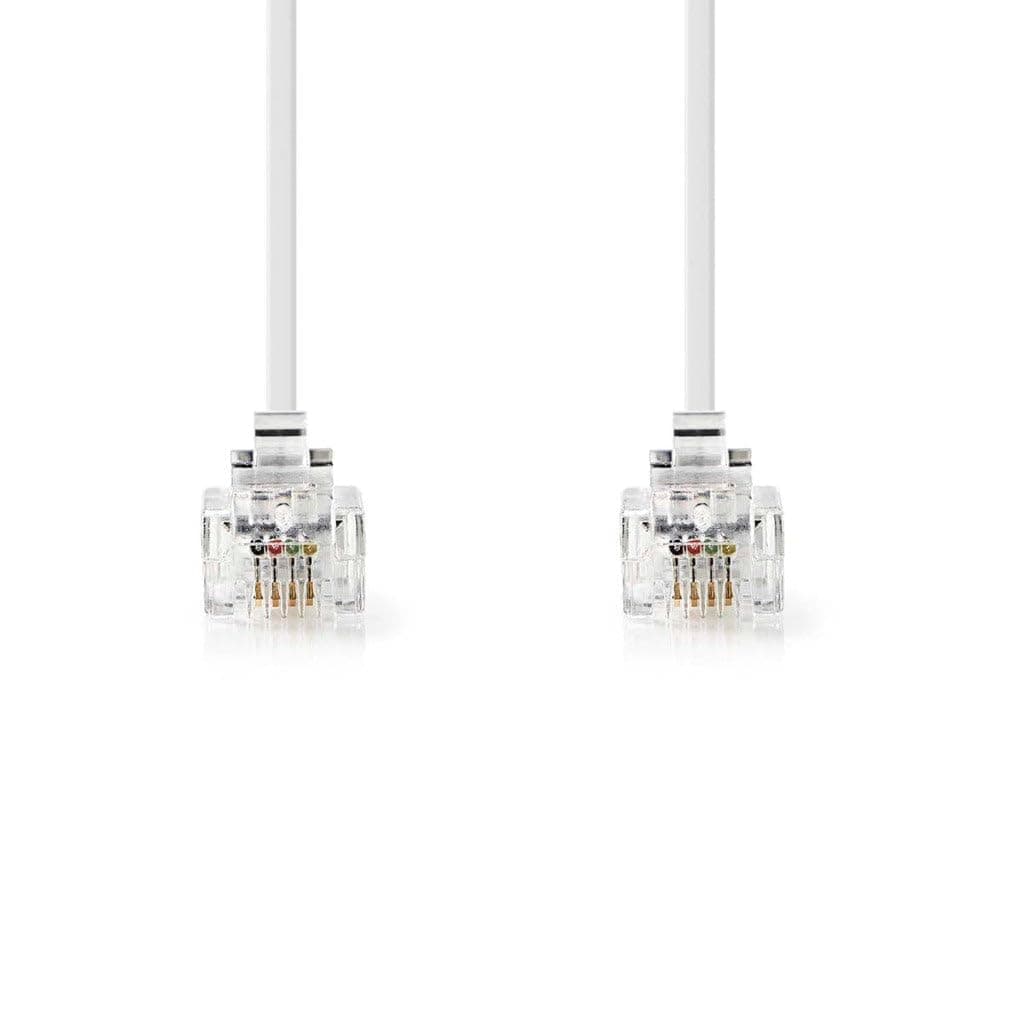 🔌📞 NEDIS Telefonkabel | RJ11 Stecker | 10.0 m | Flach | Vergoldet | RJ11 | Weiß