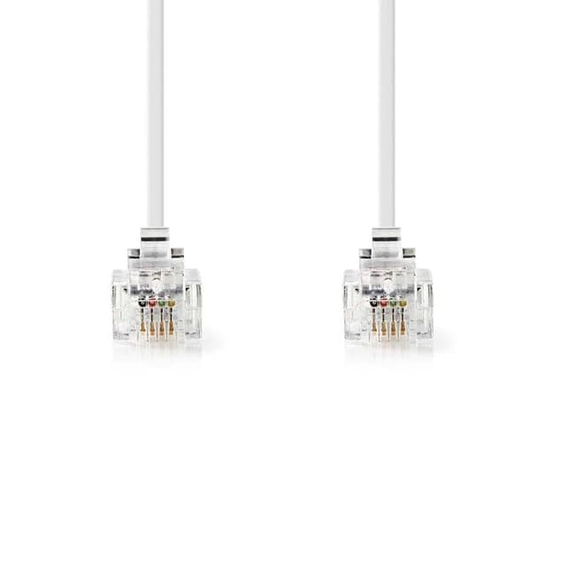 🔌📞 NEDIS Telefonkabel | RJ11 Stecker | 10.0 m | Flach | Vergoldet | RJ11 | Weiß
