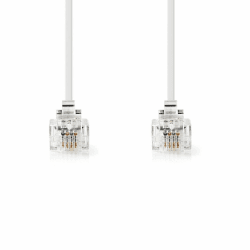 🔌📞 NEDIS Telefonkabel | RJ11 Stecker | 10.0 m | Flach | Vergoldet | RJ11 | Weiß