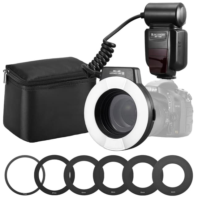 K&F Concept TTL Makroblitz Ringblitz Ringleuchte Blitzgerät für Nikon DSLR GN 14 📸