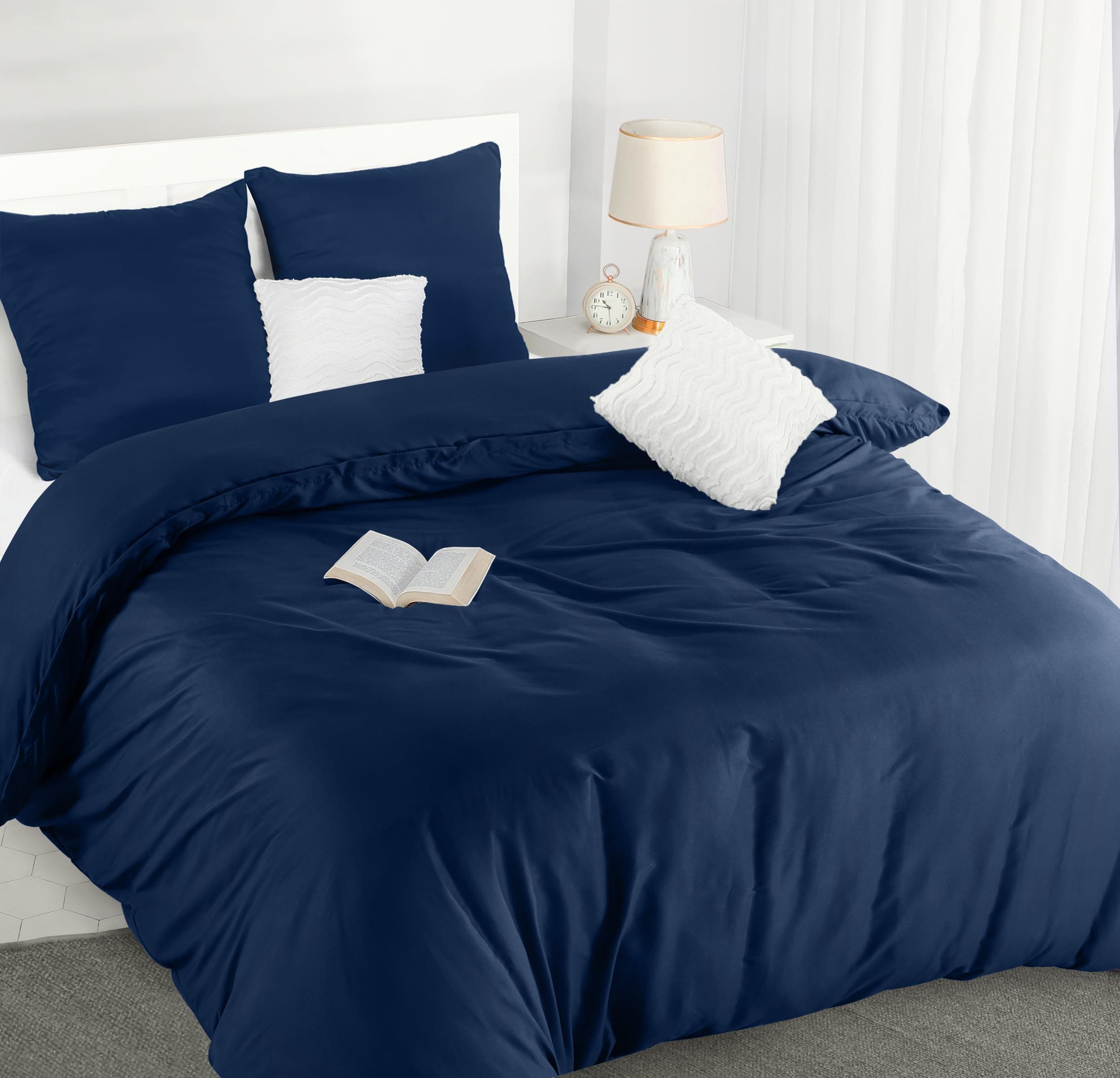🌟 Utopia Bedding Bettwäsche Set - Marineblau 260x240cm + 2 Kissenbezüge