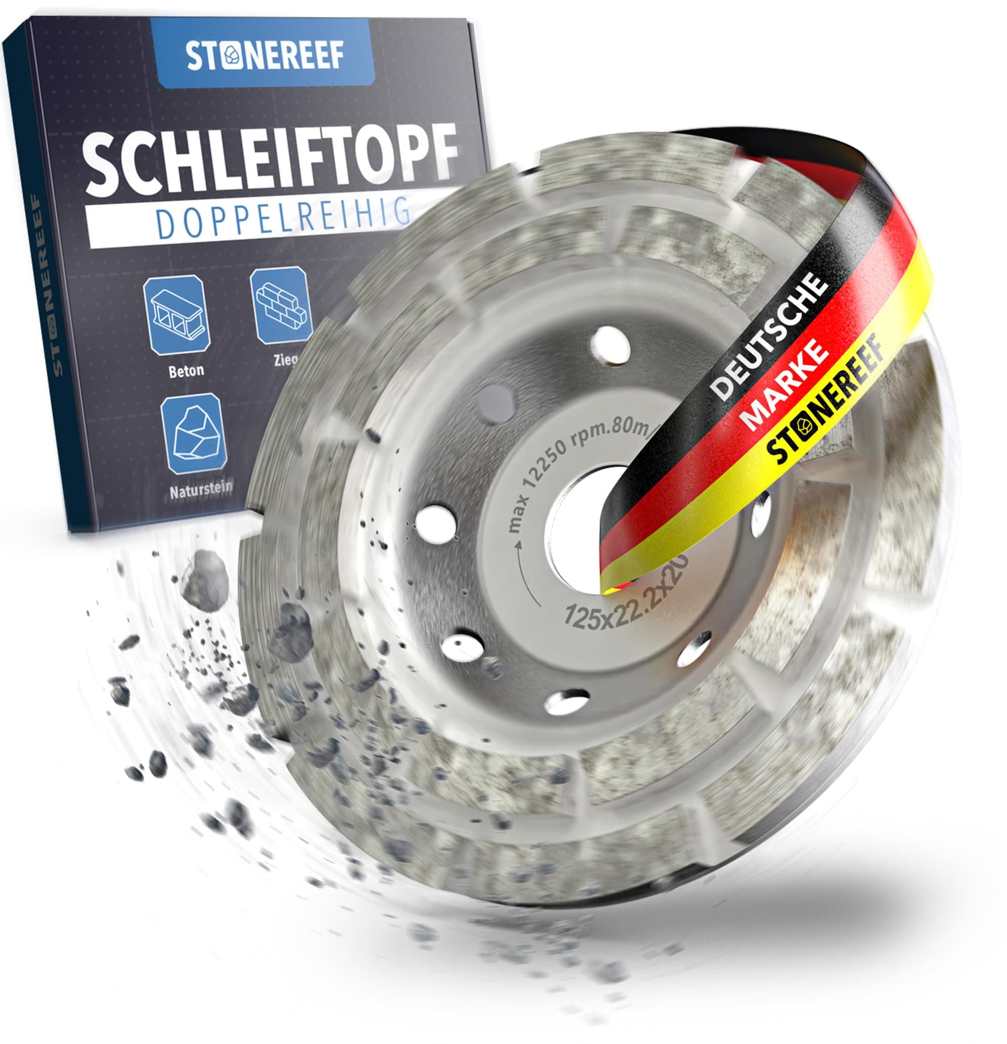Angebot: STONE REEF Diamant-Schleiftopf [125x22.2x20] 💎 Diamantschleifer 125mm