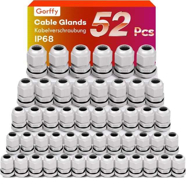 🔧🌧️ 52 Stück Kabelverschraubung Set Gorffy IP68 Wasserdicht M12 M16 M20 M25