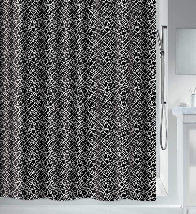 🚿🛁 Spirella Anti-Schimmel Duschvorhang Lines Anti-Bakteriell 180x180cm Schwarz Weiß - Angebot!