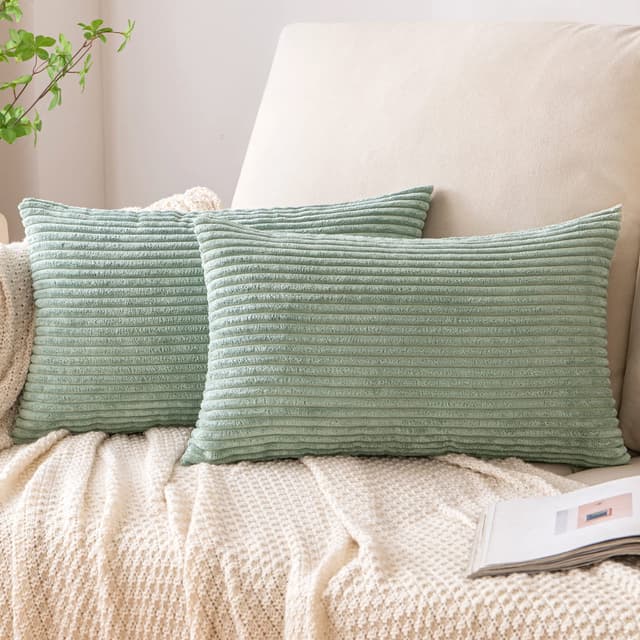 EMEMA Kissenbezug 40x60 cm Kordsamt Kissenbezüge Dekokissen Sofakissen Cord Kissenhülle 😍 Zierkissenbezug Kord Dekorative Weiche für Sofa Wohnzimmer Schlafzimmer 2er Set Hellgrün 60 x 40 cm, 2 Stück Hellgrün