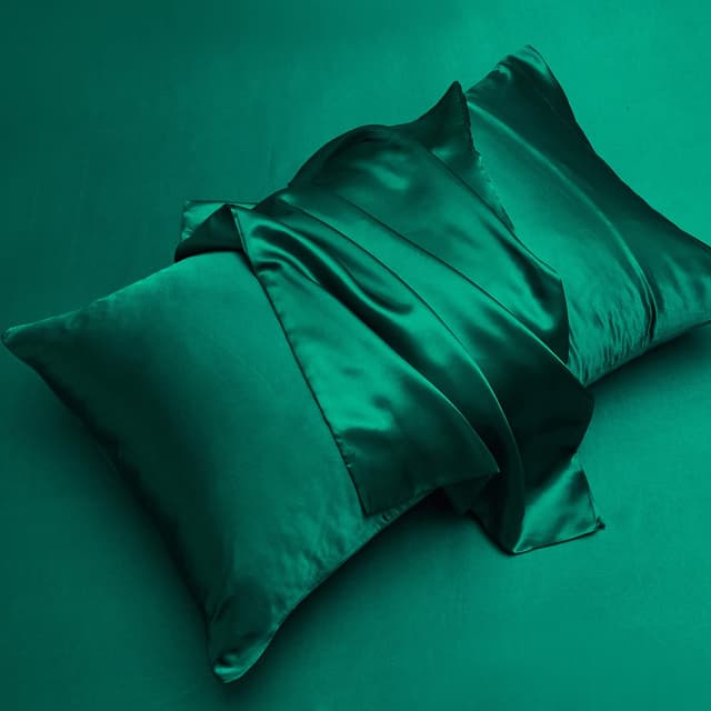 Boqingzhu Satin Seide Kissenbezug 40×80cm 2 Stück Dunkelgrün 🌿😍