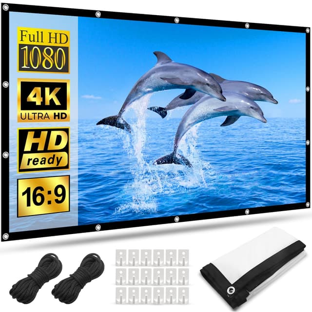 🎬 Leinwand Beamer 120 Zoll - HOPFROG Beamer Leinwand Wandmontage 16:9 HD 4K Projector Screen Hanging 🌟