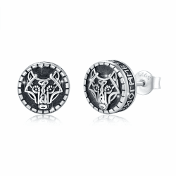 🐺 Wikinger Ohrringe 925 Sterling Silber Nordischer Wikinger Schmuck Herren Ohrstecker mit Wikinger Runen Geschenke