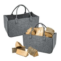 YRHome 2 Stück Kaminholztasche Filz Tasche Filztasche Filztaschen Faltbar Shopper Kaminholz Einkaufstasche Spielzeugtasche bis zu 30KG 50 x 25 x 25 cm Hellgrau 2*hellgrau 👜🔥