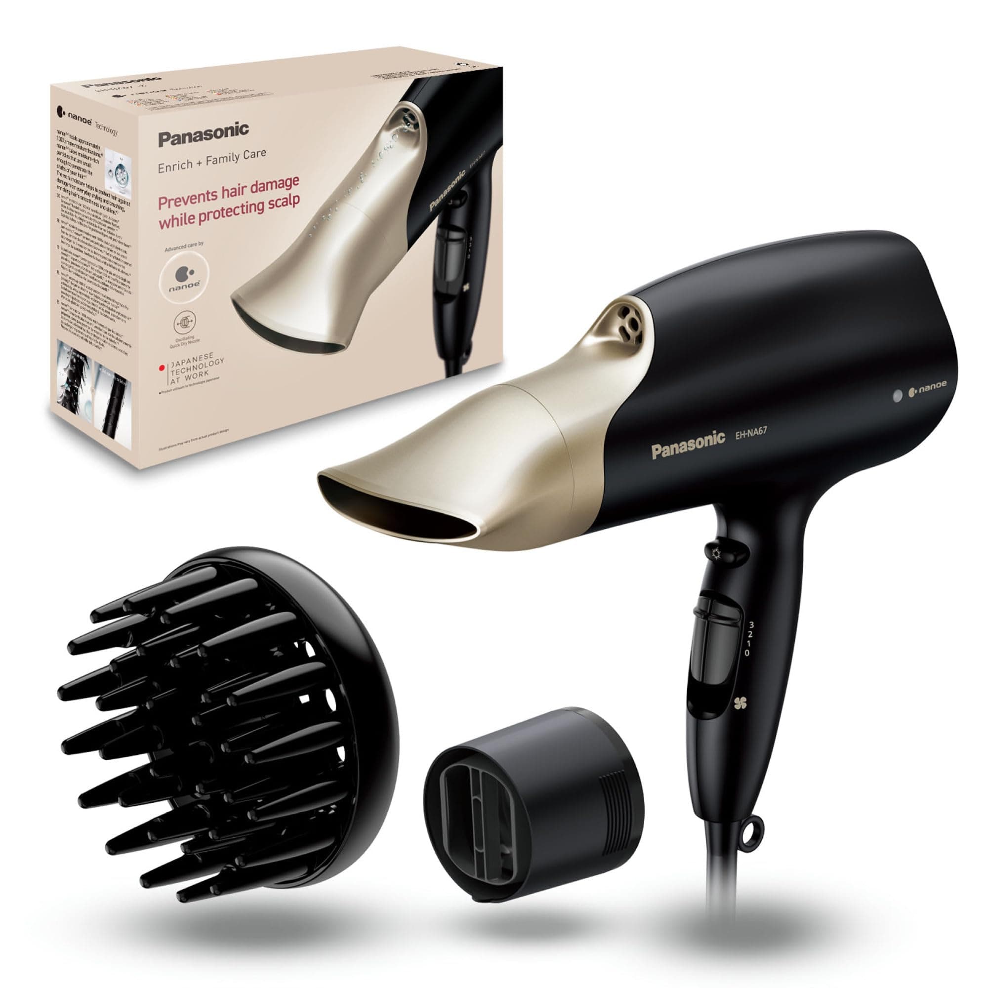 Panasonic EH-NA67K825 Nanoe Haartrockner mit Diffusor 🌟 Familienhaarpflege ⚡️ 72.99€