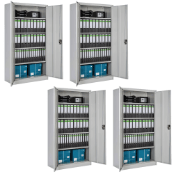🔒 tectake® 4er Set Aktenschrank abschließbar, Stahl Büroschrank mit Fächern 📂🗄️