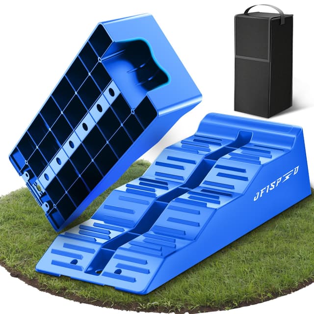 OFISPEED Auffahrkeile für Wohnmobil, 5 t Stufenkeile 2 Stück mit Tragetasche (Blau) 🚐⛺️