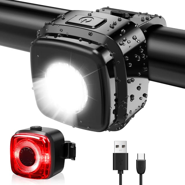 Antimi Fahrradleuchten-Set, StVZO-zugelassen Beleuchtungsset Led IPX5 Frontlicht + Rücklicht Fahrradlicht Set USB Typ C Schwarz 🚴‍♂️