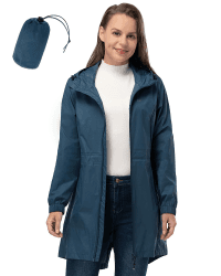 33,000ft Damen Dünne Wasserdichte Faltbar Regenmantel Regenjacke mit Kapuze