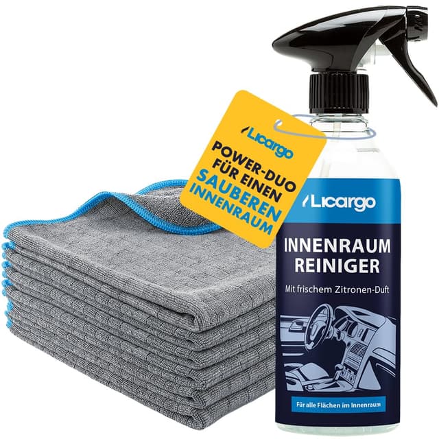 🚗 LICARGO® Auto Innenraum Reiniger Set 🌟 6x Premium Microfasertücher & Innenraumreiniger (500ml)