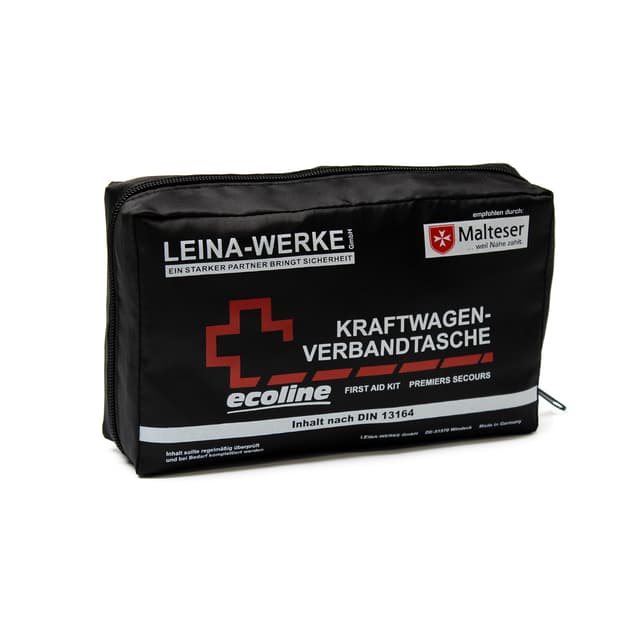 🚗🔴 Leina-Werke 11042 KFZ-Verbandtasche Compact Ecoline Schwarz/Weiß/Rot 🔴🚗