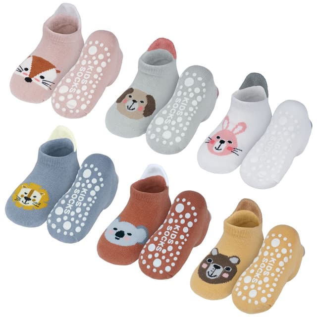 Vicloon Rutschfeste Socken für Baby, 6 Paar Socken Baumwolle 🧦👶