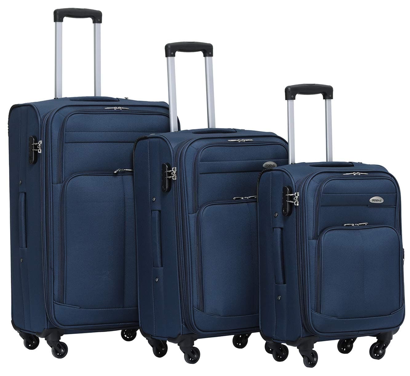 🧳 BEIBYE Leichter Stoffkoffer Kofferset Trolley Außentaschen Dehungsfuge mit Zahlenschloss (Blau, Set) 🧳