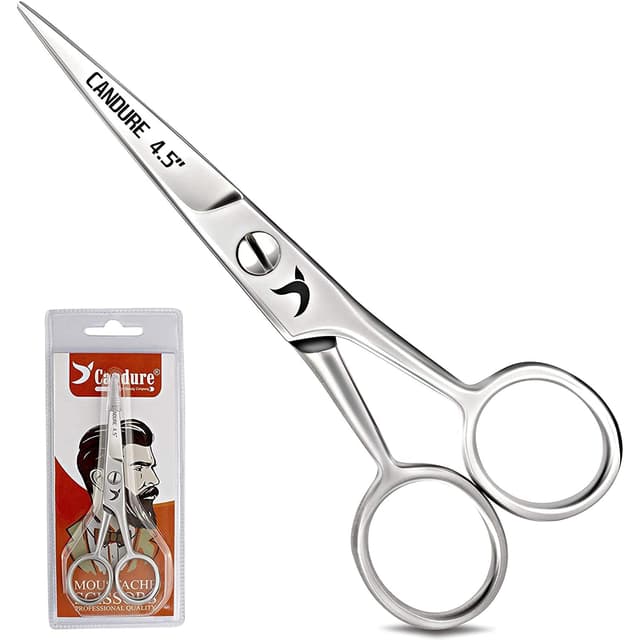 🧔🏻‍♂️ Candure Haarschere Schnurrbart Bart Nase & Ohren Scheren - Professionelle Edelstahl Schere
