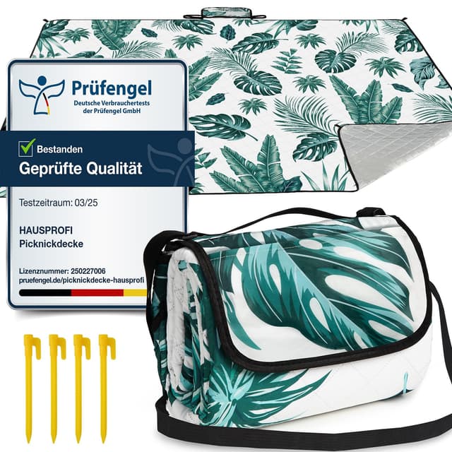 HAUSPROFI Picknickdecke 200x300 - Wasserdicht & Isoliert 🌳 XXL Outdoor Decke für Picknick, Strand, Camping