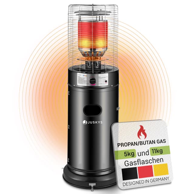 🔥 Juskys Outdoor Heizstrahler Cuna mit 11 kW Gas-Brenner - Heizpilz Terrassenheizer mit Gas für Terrasse Balkon und Garten 🔥