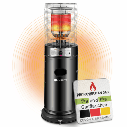 🔥 Juskys Outdoor Heizstrahler Cuna mit 11 kW Gas-Brenner - Heizpilz Terrassenheizer mit Gas für Terrasse Balkon und Garten 🔥