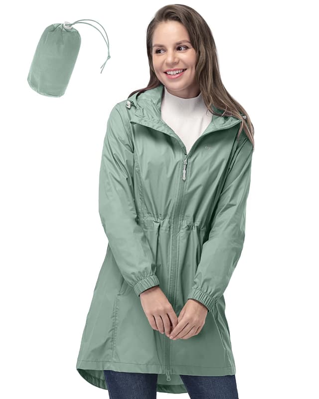 🌧️ 33,000ft Damen Dünne Wasserdichte Faltbar Regenmantel Regenjacke mit Kapuze 🧥
