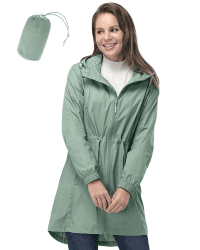🌧️ 33,000ft Damen Dünne Wasserdichte Faltbar Regenmantel Regenjacke mit Kapuze 🧥