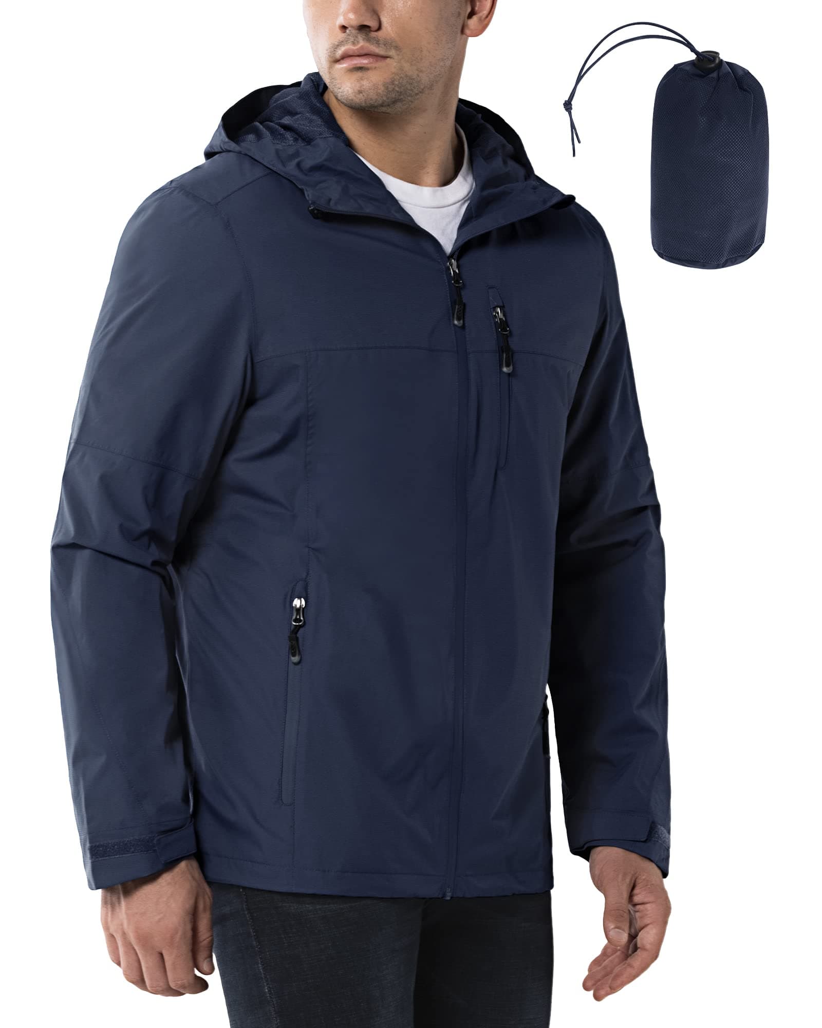 33,000ft Herren Regenjacke 🌧️ Wasserdicht und Atmungsaktiv | Leichte Outdoorjacke mit Kapuze