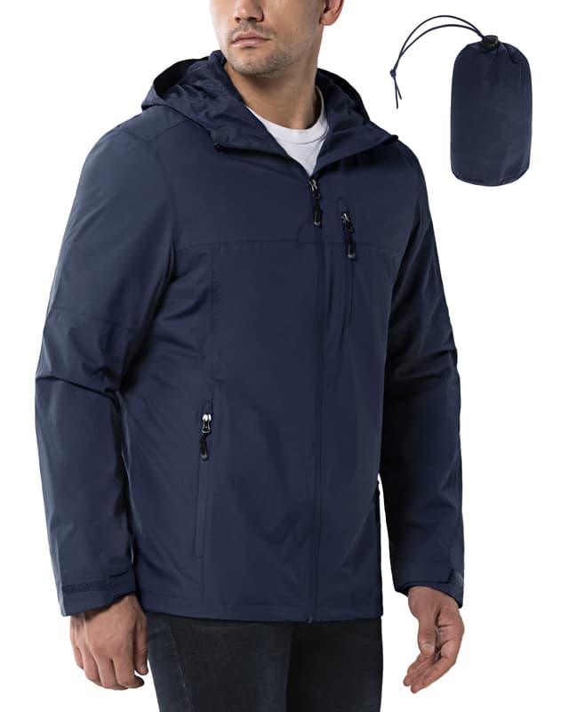 33,000ft Herren Regenjacke 🌧️ Wasserdicht und Atmungsaktiv | Leichte Outdoorjacke mit Kapuze