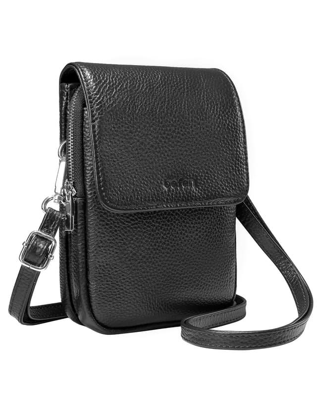 👜 Befen Echtleder Handytasche zum Umhängen - Damen Umhängetasche mit RFID-Blockierung und Geldbörse