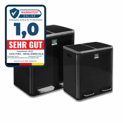 Floordirekt Mülleimer Felix - Abfalleimer mit Schließdämpfer - optimale Mülltrennung - 2 x 15 Liter Schwarz